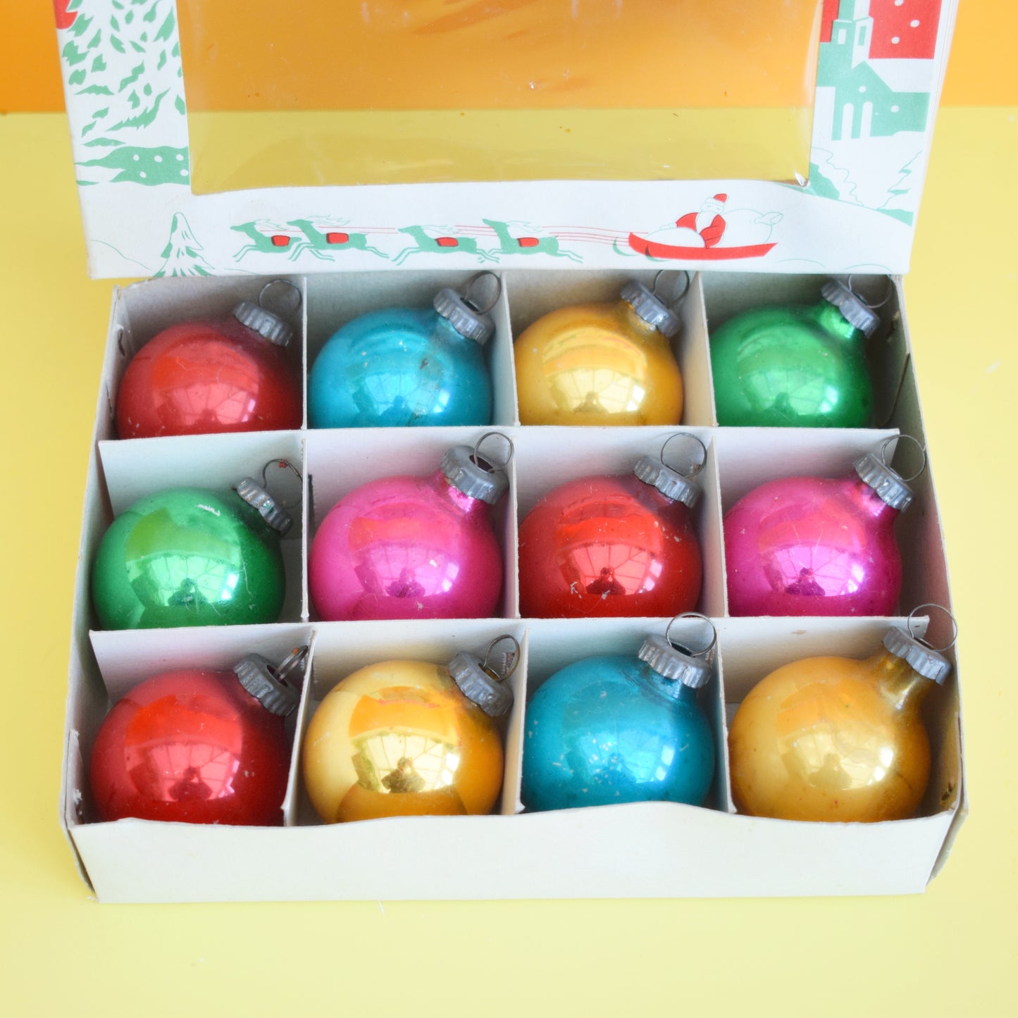 Vintage 1960s Glass Christmas Baubles - Small