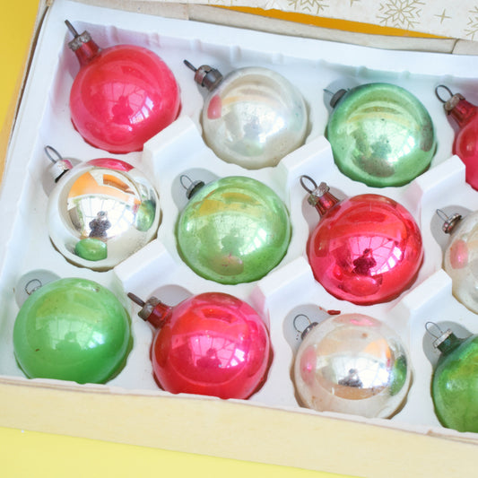 Vintage 1960s Glass Christmas Baubles - Small .