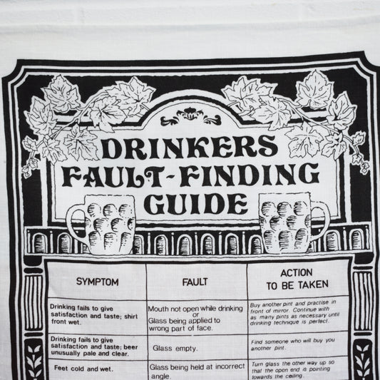 Vintage 1970s Tea Towel - Drinking Fault Finding Guide by Vintage