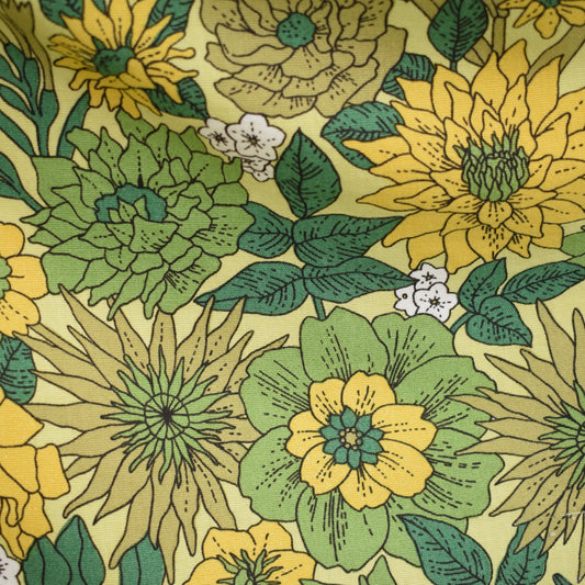 Vintage 1970s Tablecloth - Flower Power - Greens by Pineapple Retro