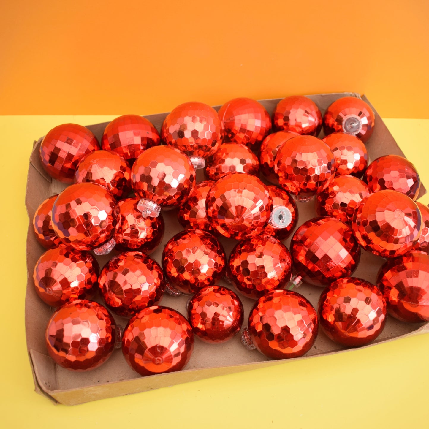 Vintage 1970s Plastic Disco Balls - Red