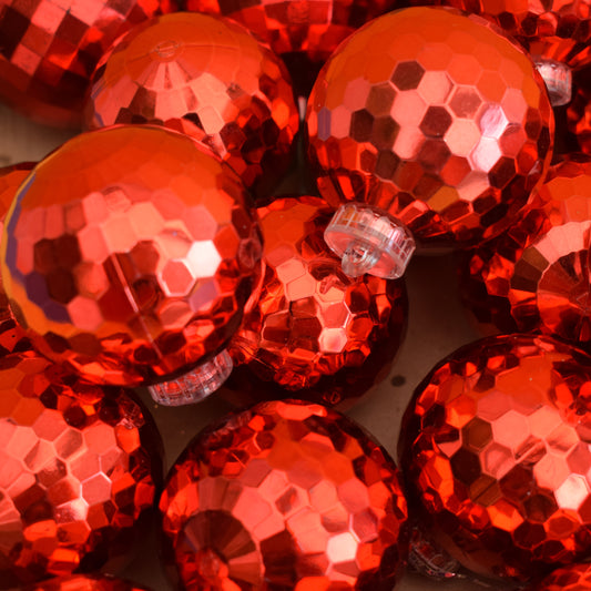 Vintage 1970s Plastic Disco Balls - Red