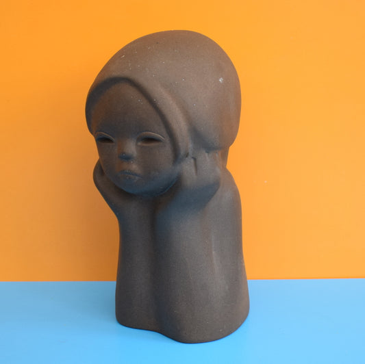 Vintage 1960s Large Ceramic Girls Head - USSR Tekt by Vintage