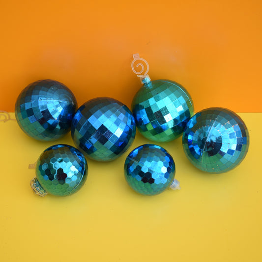 Vintage 1970s Plastic Disco Balls - Blue
