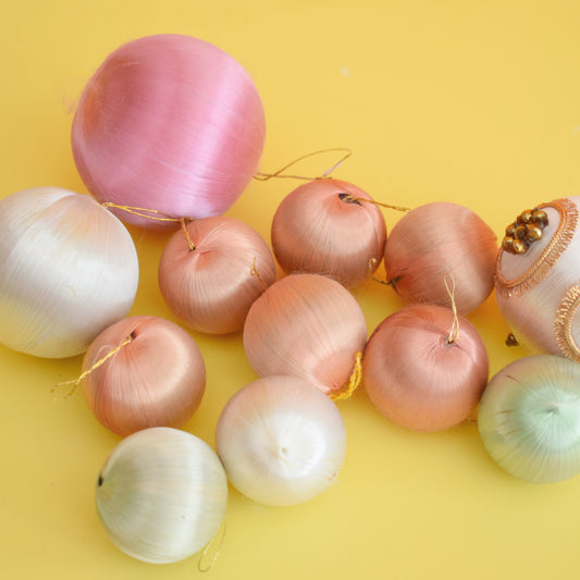 Vintage 1970s Satin Christmas Baubles- Pastel