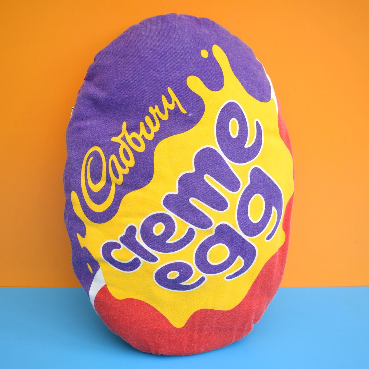 Vintage 1980s Cream Egg Cushion & Pad - Kitsch