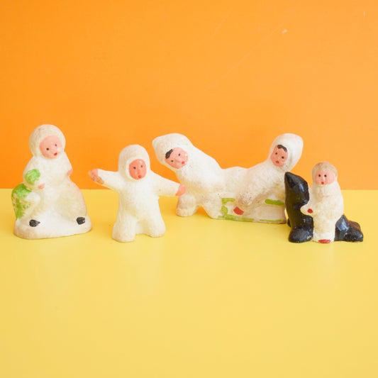Vintage 1950s Plaster Cake Decorations - Snowbabies by Pineapple Retro