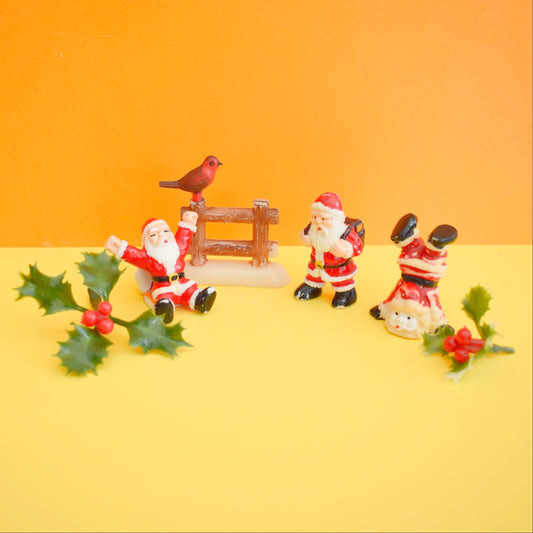 Vintage 1970s Santa Christmas Cake Decorations by Pineapple Retro