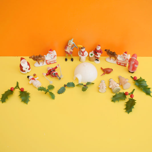 Vintage 1960s Mixed Christmas Cake Decorations by Pineapple Retro