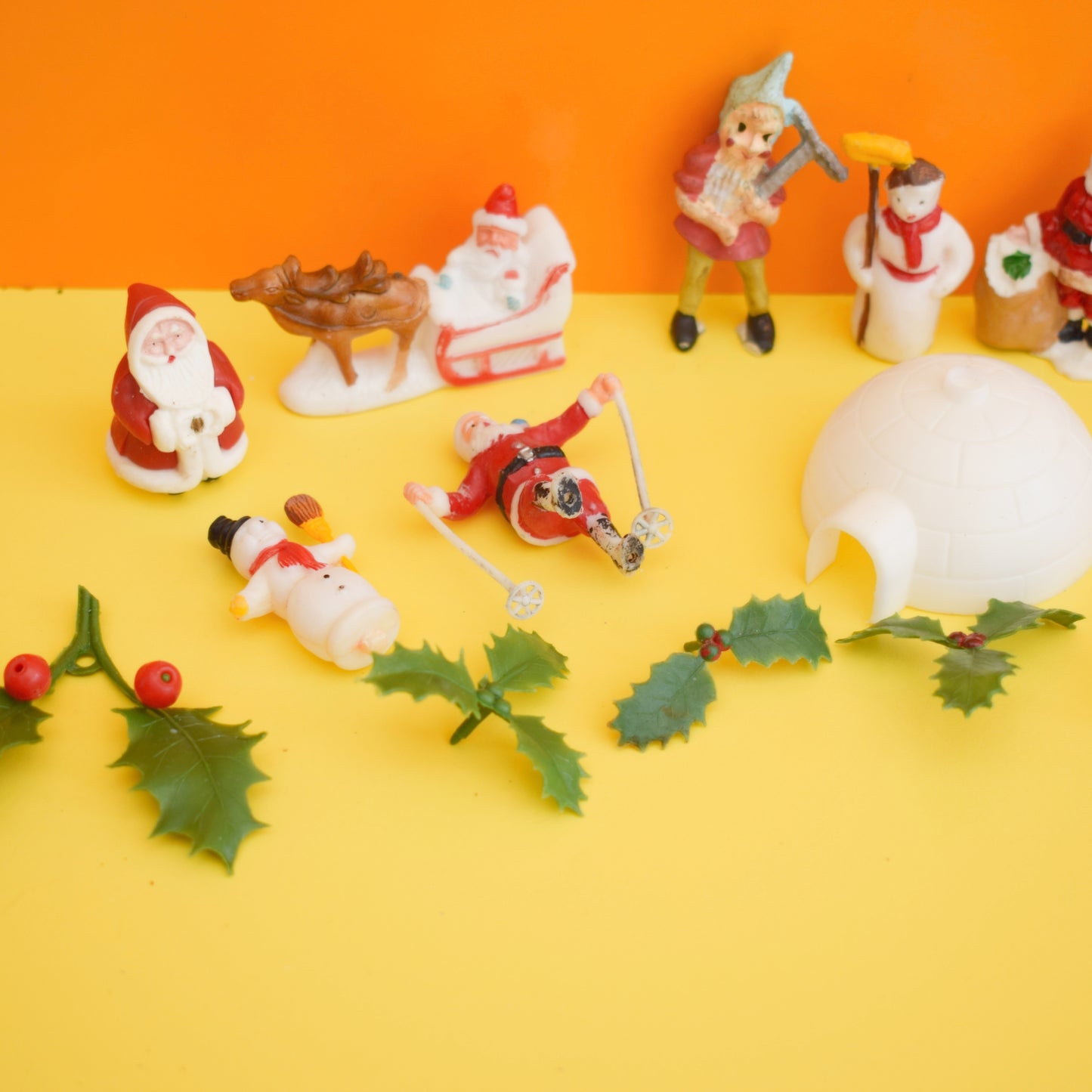 Vintage 1960s Mixed Christmas Cake Decorations