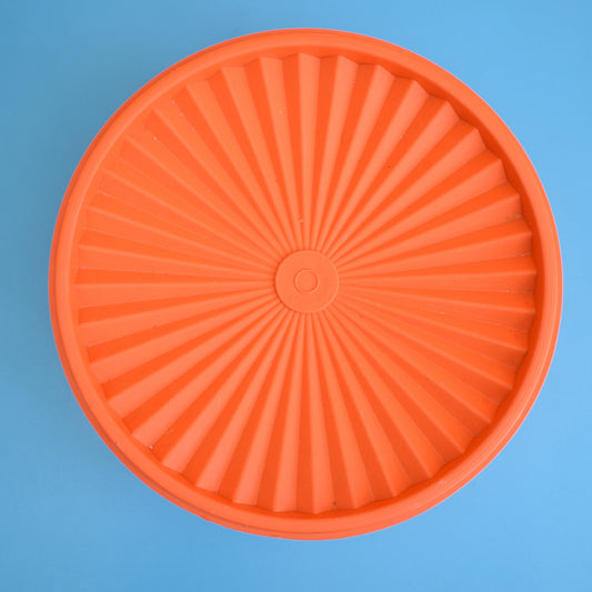 Vintage 1970s Plastic Tupperware Fan Top Container - Orange