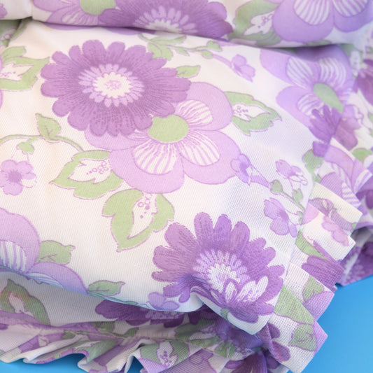 Vintage 1960s Eiderdown / Throw - Flower Power Purple