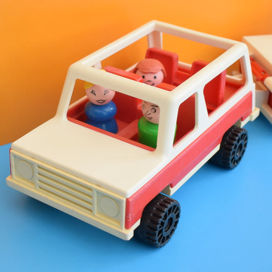 Vintage 1970s Plastic Fisher Price Car & Trailer