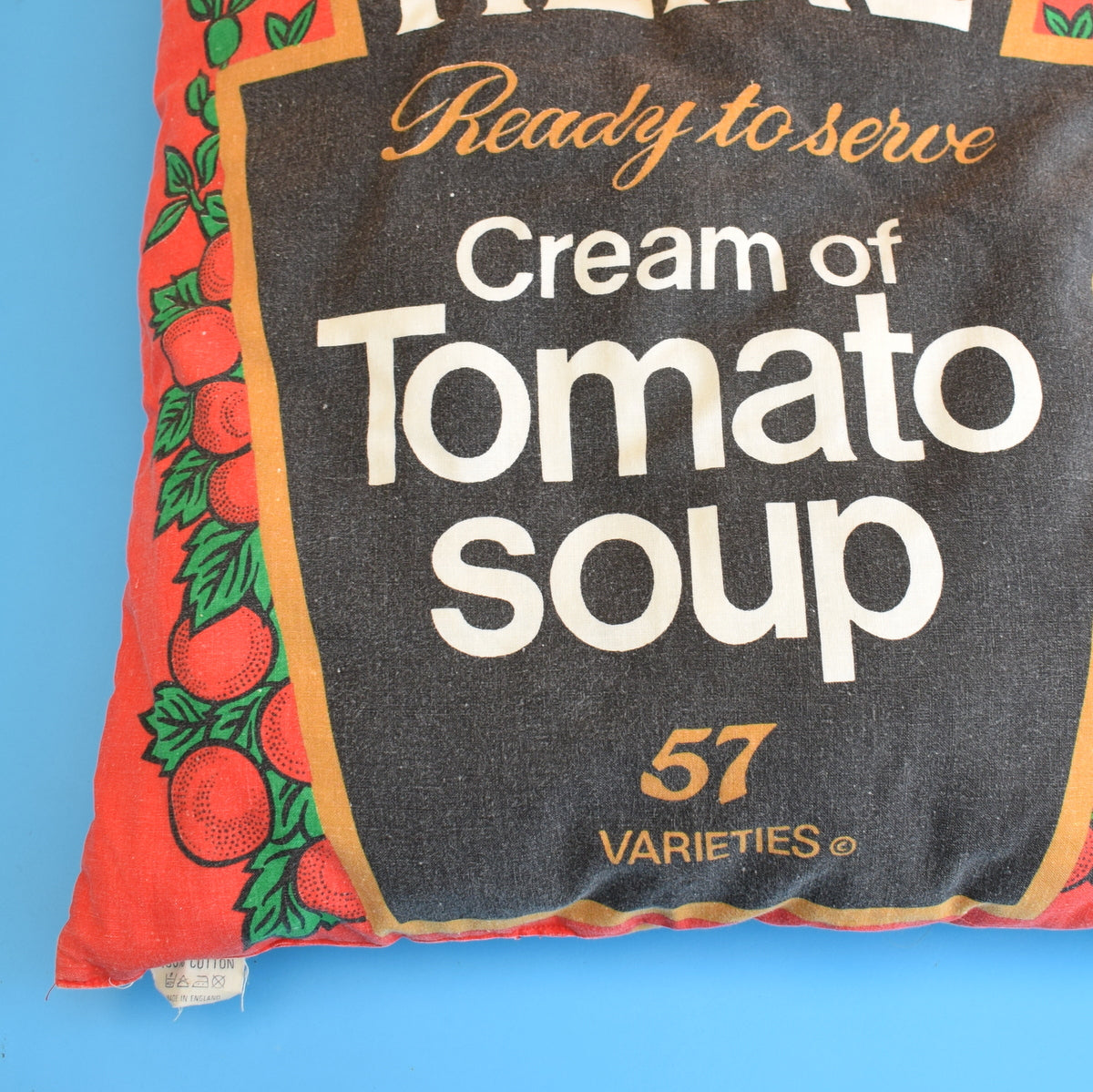 Vintage 1980s Heinz Tomato Soup Cushion - Kitsch