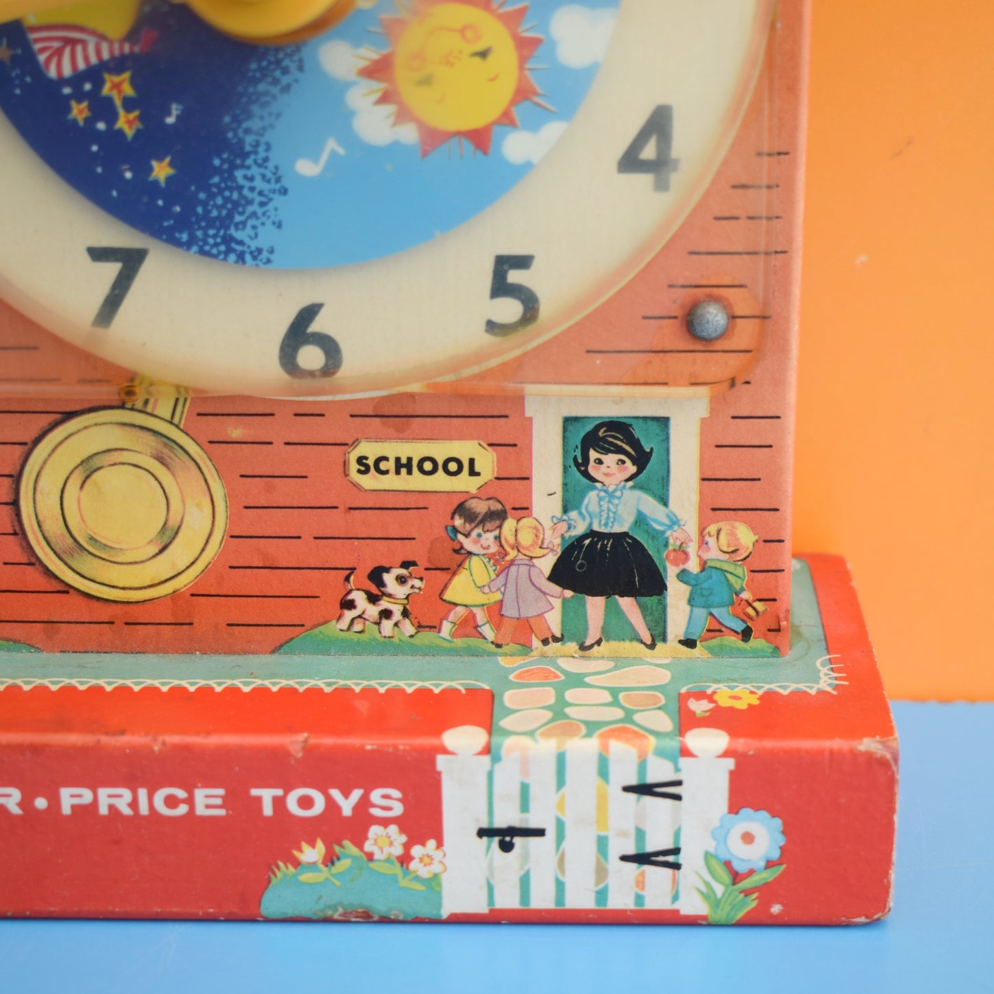 Vintage 1960s Fisher Price Teaching Clock .