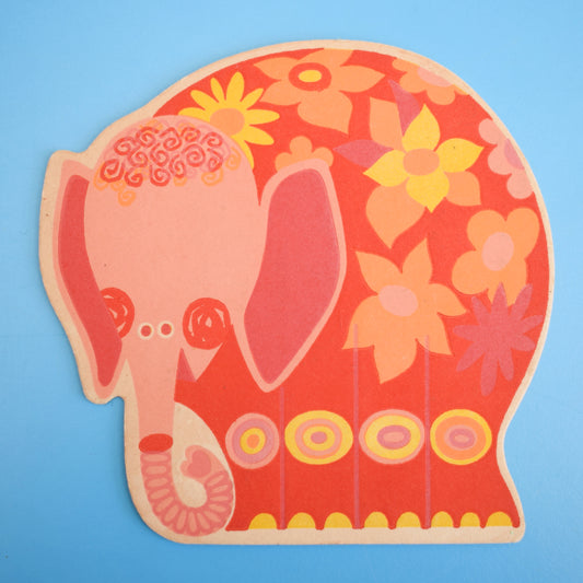 Vintage 1960s Large Card Coaster - Jumbo the Elephant by Pineapple Retro