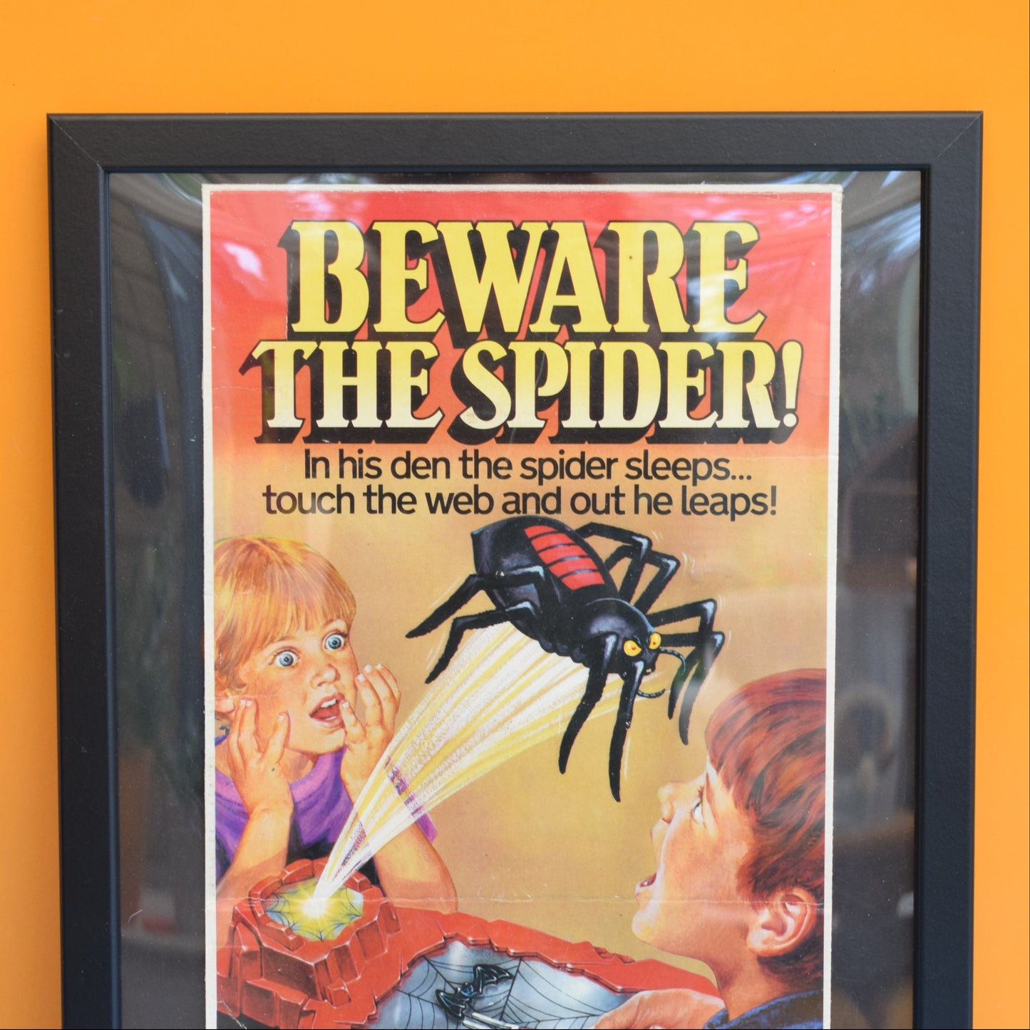 Vintage 1970s Framed Spider Game Artwork