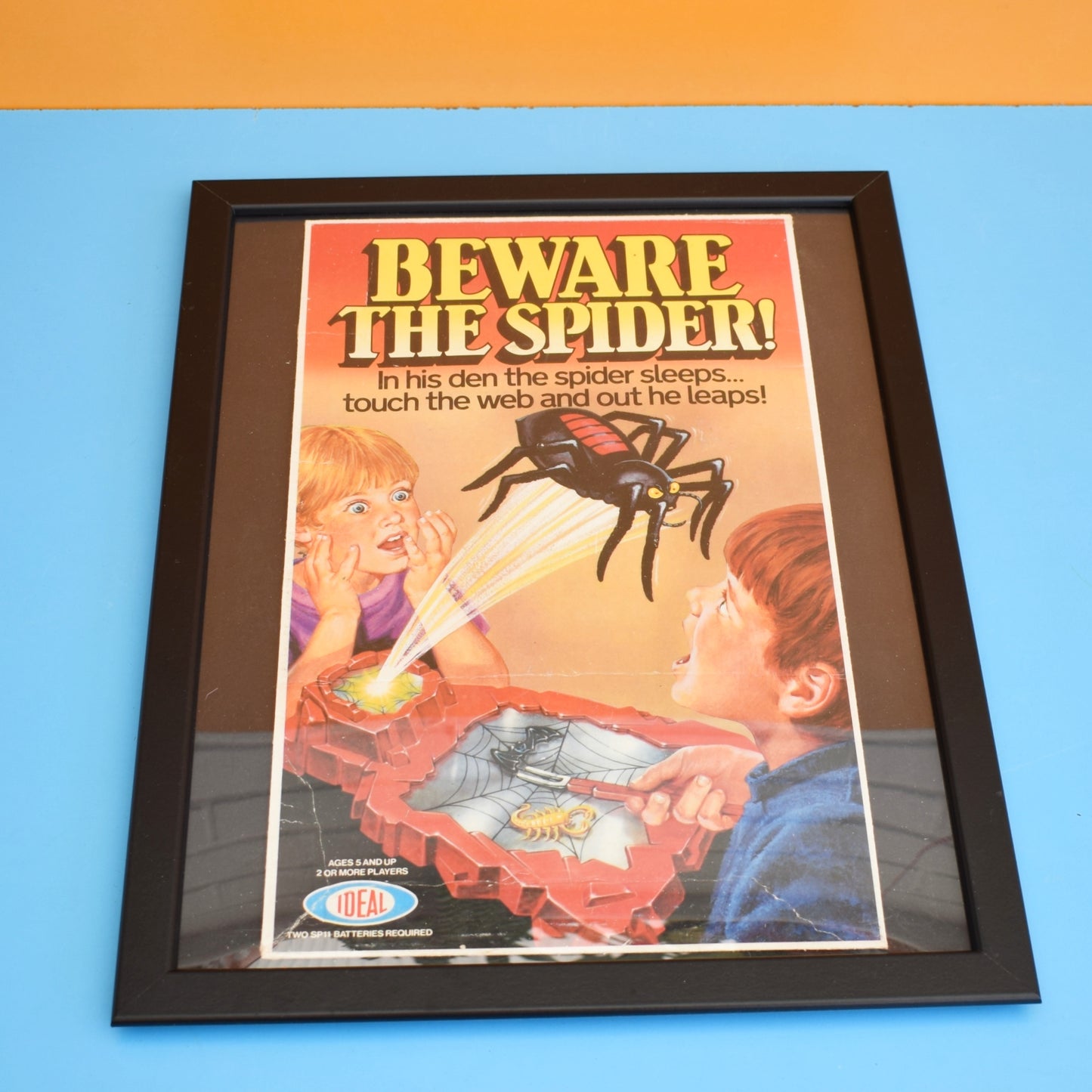 Vintage 1970s Framed Spider Game Artwork