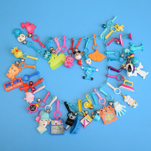 Vintage 1980s American Charm Keyring Full Chains - Blue by Pineapple Retro