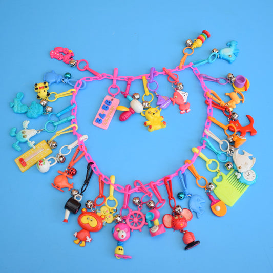 Vintage 1980s American Charm Keyring Full Chains - Pink by Pineapple Retro
