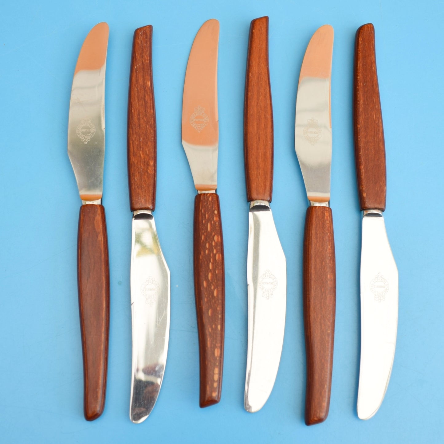Vintage 1960s Teak Glosswood Dinner Knives by Vintage