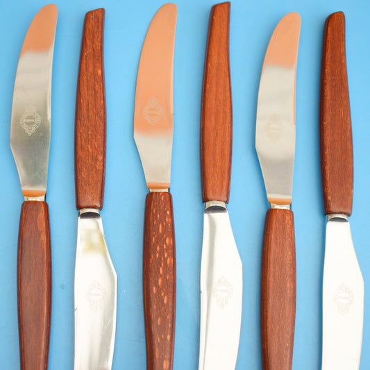 Vintage 1960s Teak Glosswood Dinner Knives