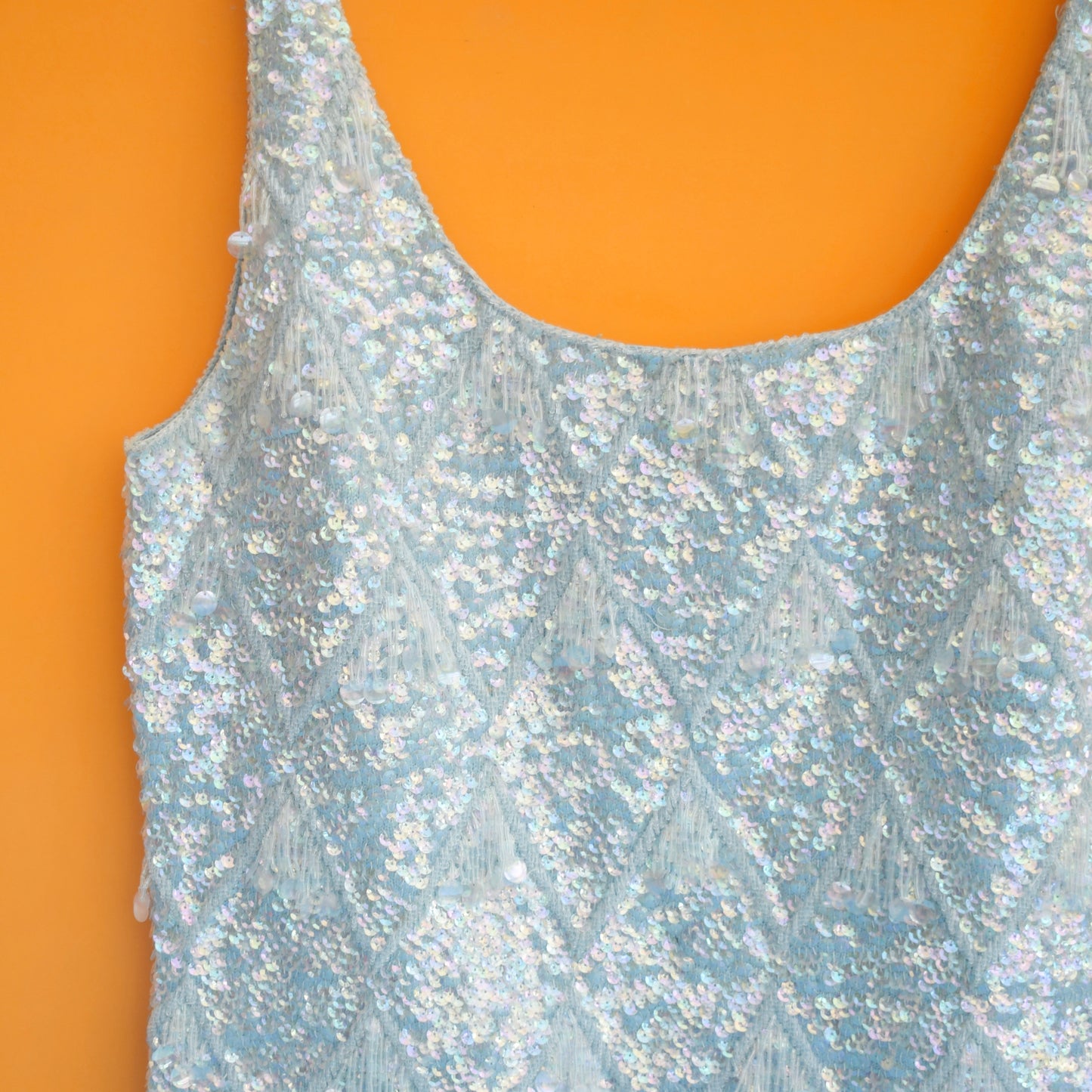 Vintage 1960s Beaded / Sequin Top - Ice Blue by Pineapple Retro