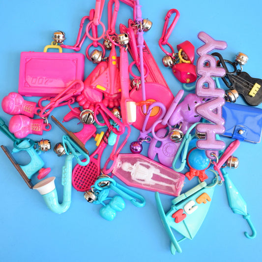 Vintage 1980s American Charm Keyring - Pink/ Blue/ Purple by Pineapple Retro
