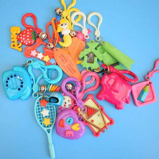 Vintage 1980s American Charm Keyring - Mixed Designs by Pineapple Retro