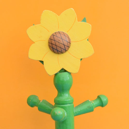 Vintage 1970s Wooden Mug Tree / Jewellery Stand - Sunflower by Vintage