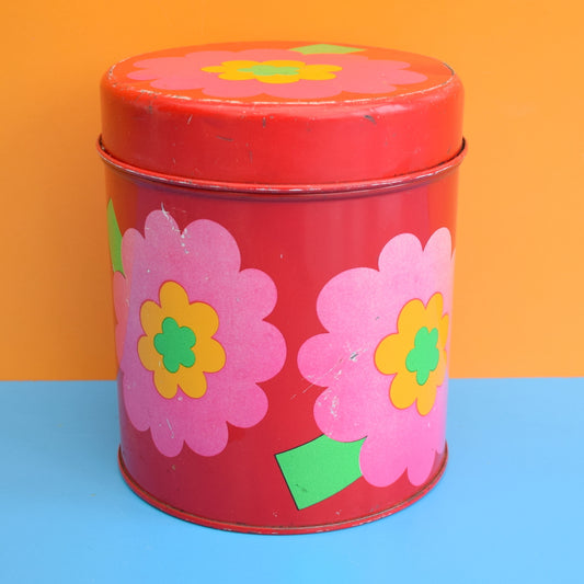 Vintage 1970s Laurids Lonborg Flower Power Tin - Pink