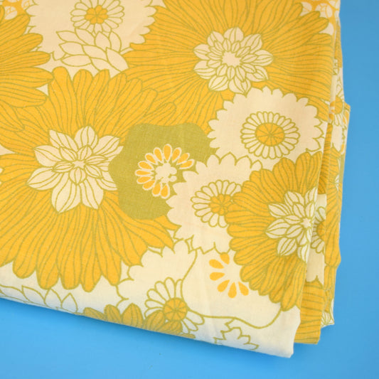 Vintage 1960s Single Duvet Set - Flower Power - Mustard / Olive by Vintage