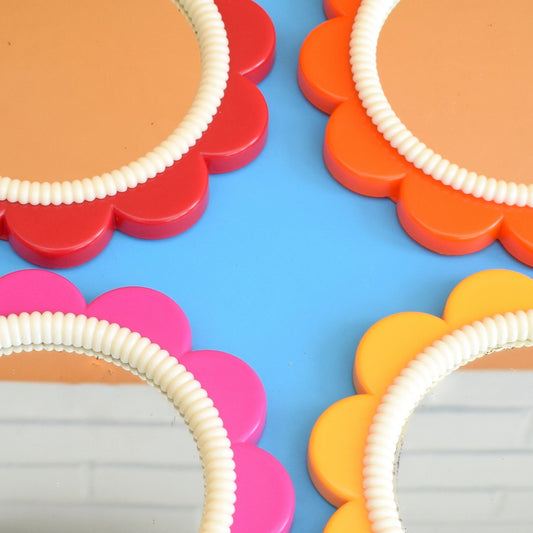 Vintage 1970s Mirrors - Flower Shaped Plastic by Vintage