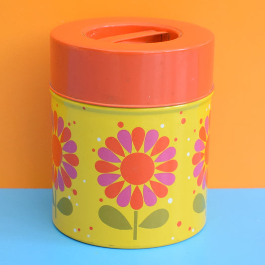 Vintage 1970s Metal Tin - Counterpoint - Flower Design