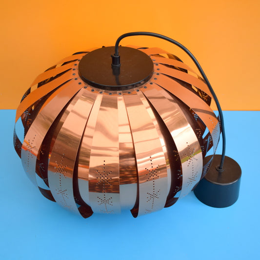Vintage 1970s Large Lotus Flower Light Fitting - Copper by Pineapple Retro