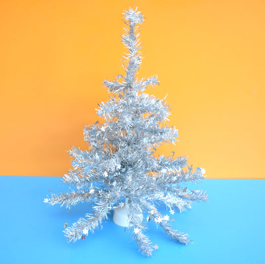 Vintage 1980s Small Tinsel Christmas Tree - Silver by Pineapple Retro