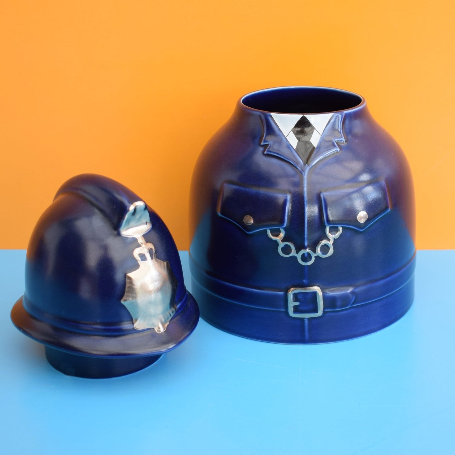 Vintage 1990s Policeman Storage Jar - Staffordshire