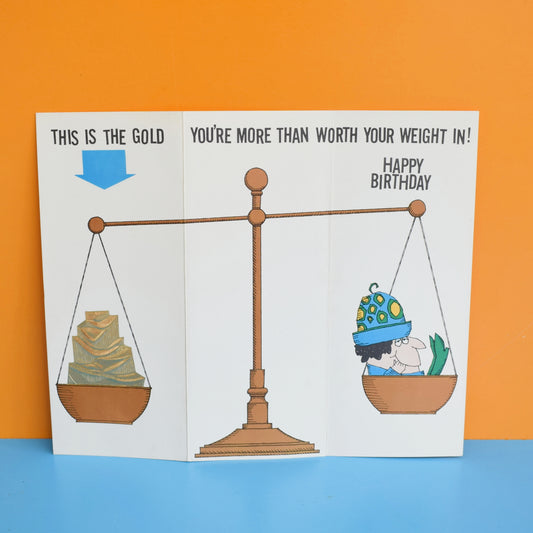Vintage 1970s Birthday Card - Weight in Gold by pineapple Retro