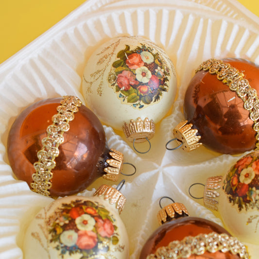 Vintage 1980s Glass Christmas Baubles- Autumnal