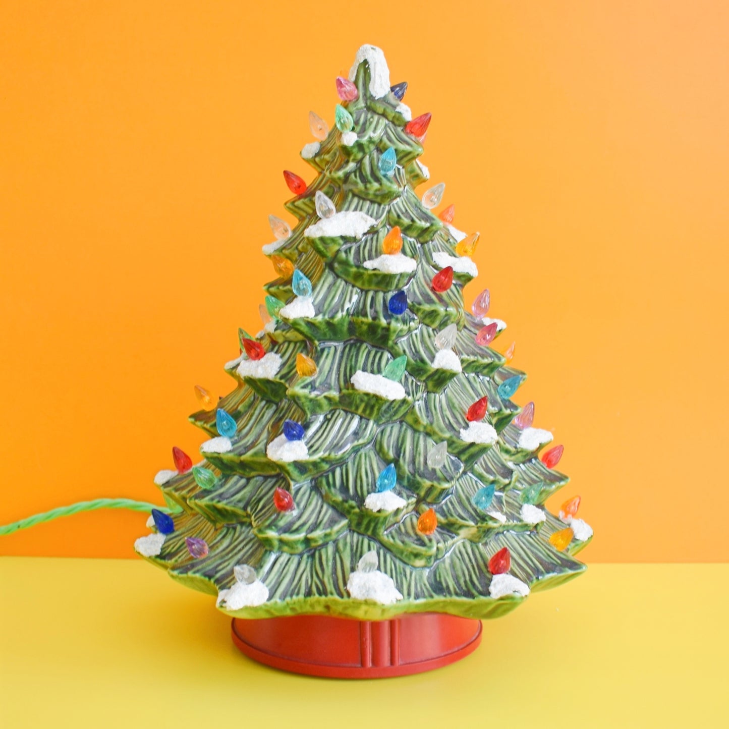 Vintage 1980s Ceramic Christmas Tree Lamp