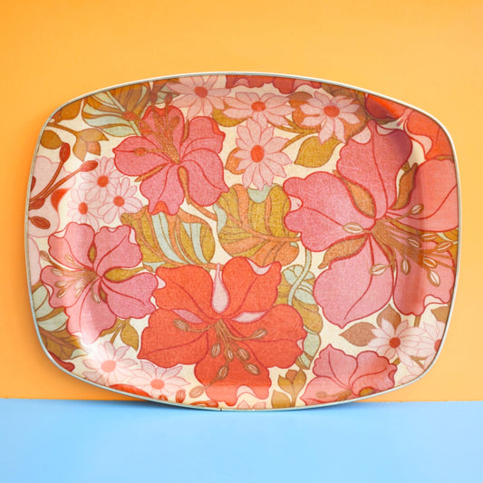 Vintage 1960s Fibreglass Tray - Pinks by Vintage