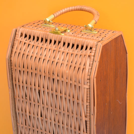 Vintage 1960s Wicker Double Picnic Bottle Carrier by Pineapple Retro