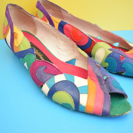 Vintage Leather / Suede 1980s Beverly Feldman Shoes - Modern Size 7 - Psychedelic
