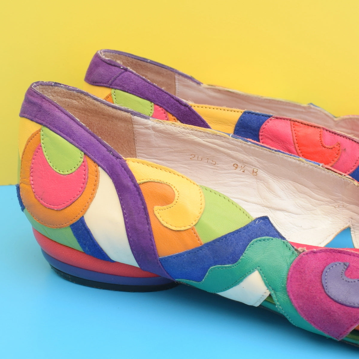 Vintage Leather / Suede 1980s Beverly Feldman Shoes - Modern Size 7 - Psychedelic