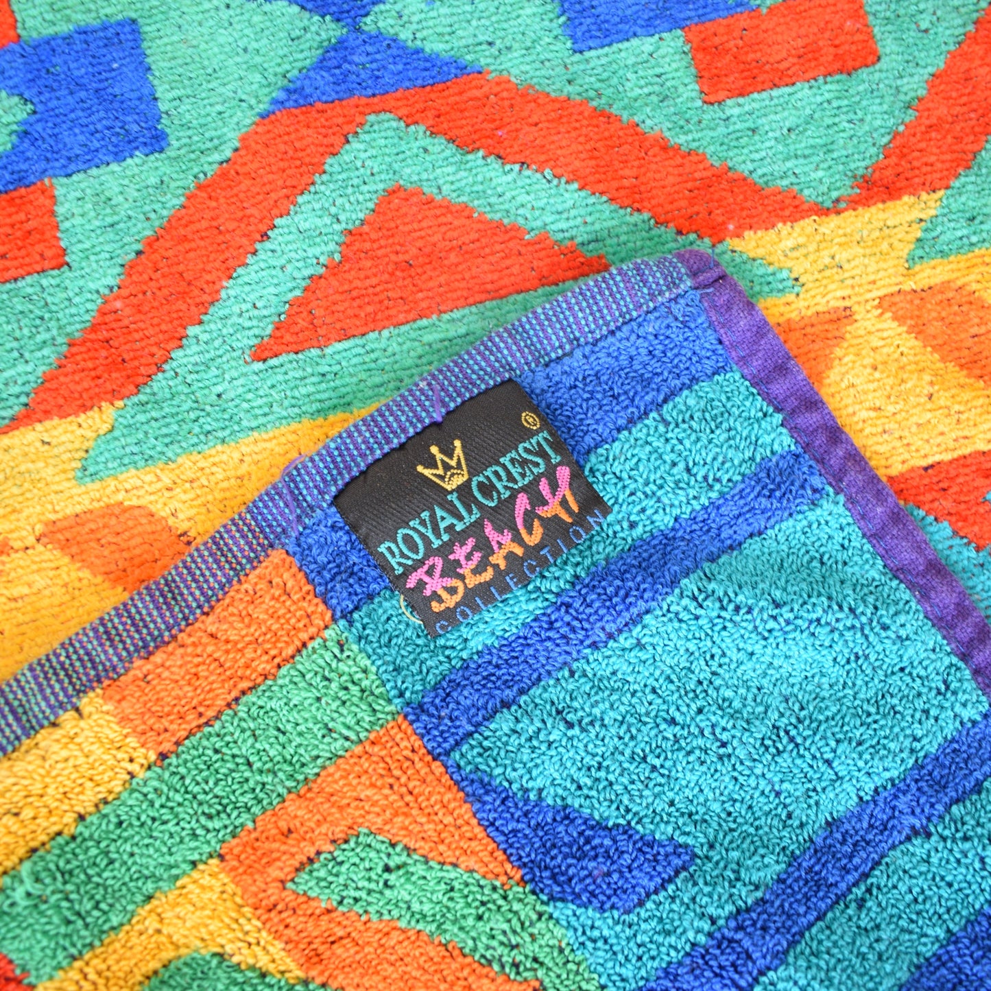 Vintage 1980s Beach Holiday Towel - Bright