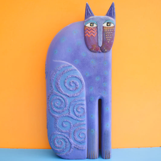 Vintage 1990s Painted Cat Figure - Laurel Burch