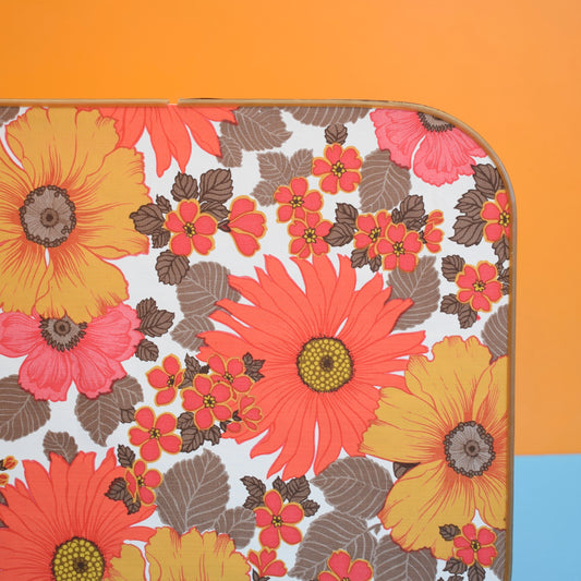 Vintage 1960s Small Table - Flower Power - Red & Brown by Pineapple Retro
