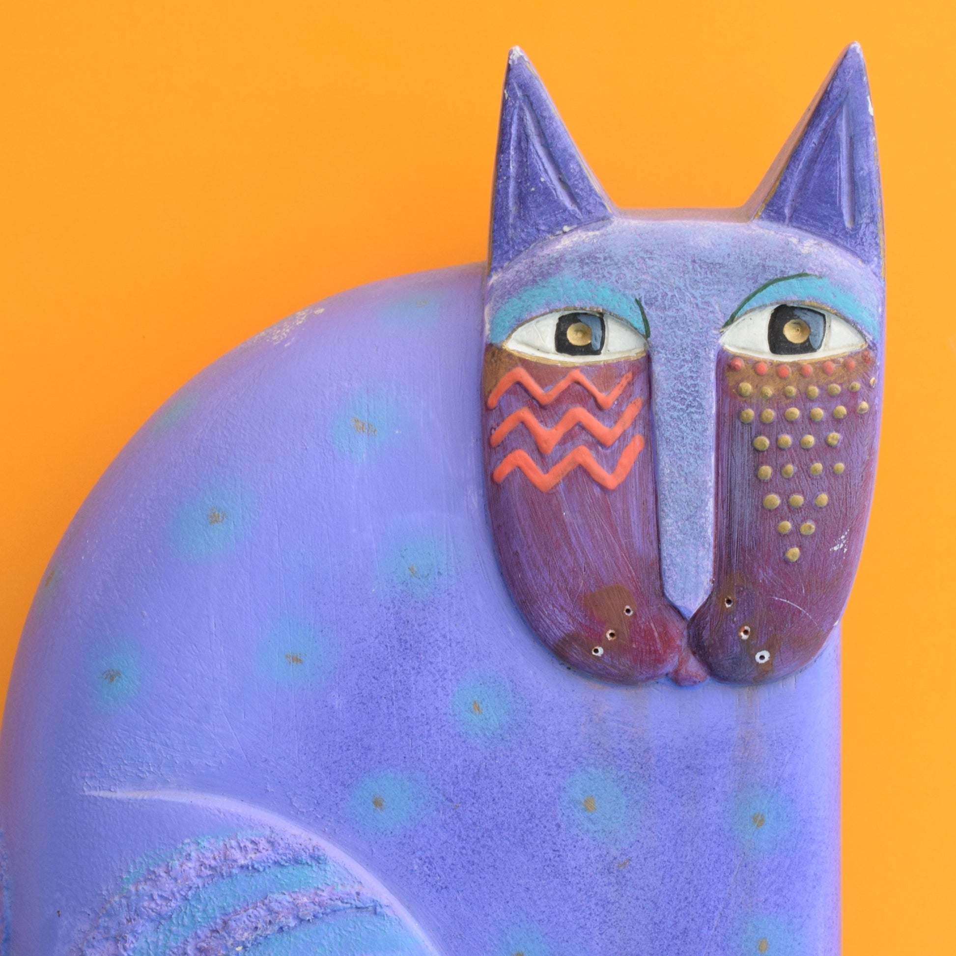 Vintage 1990s Painted Cat Figure - Laurel Burch by Vintage