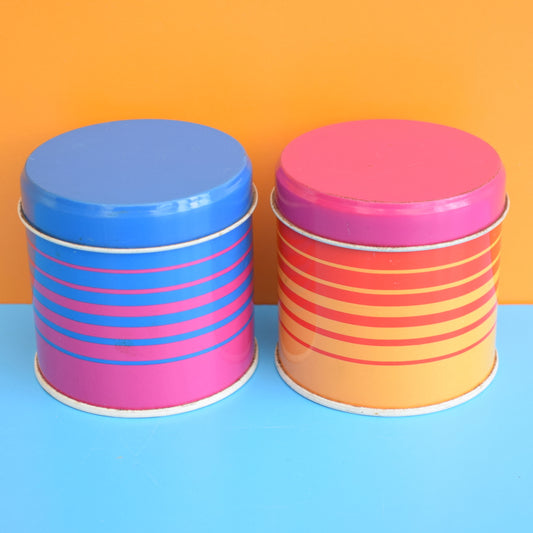 Vintage 1960s Striped Metal Tins by Vintage