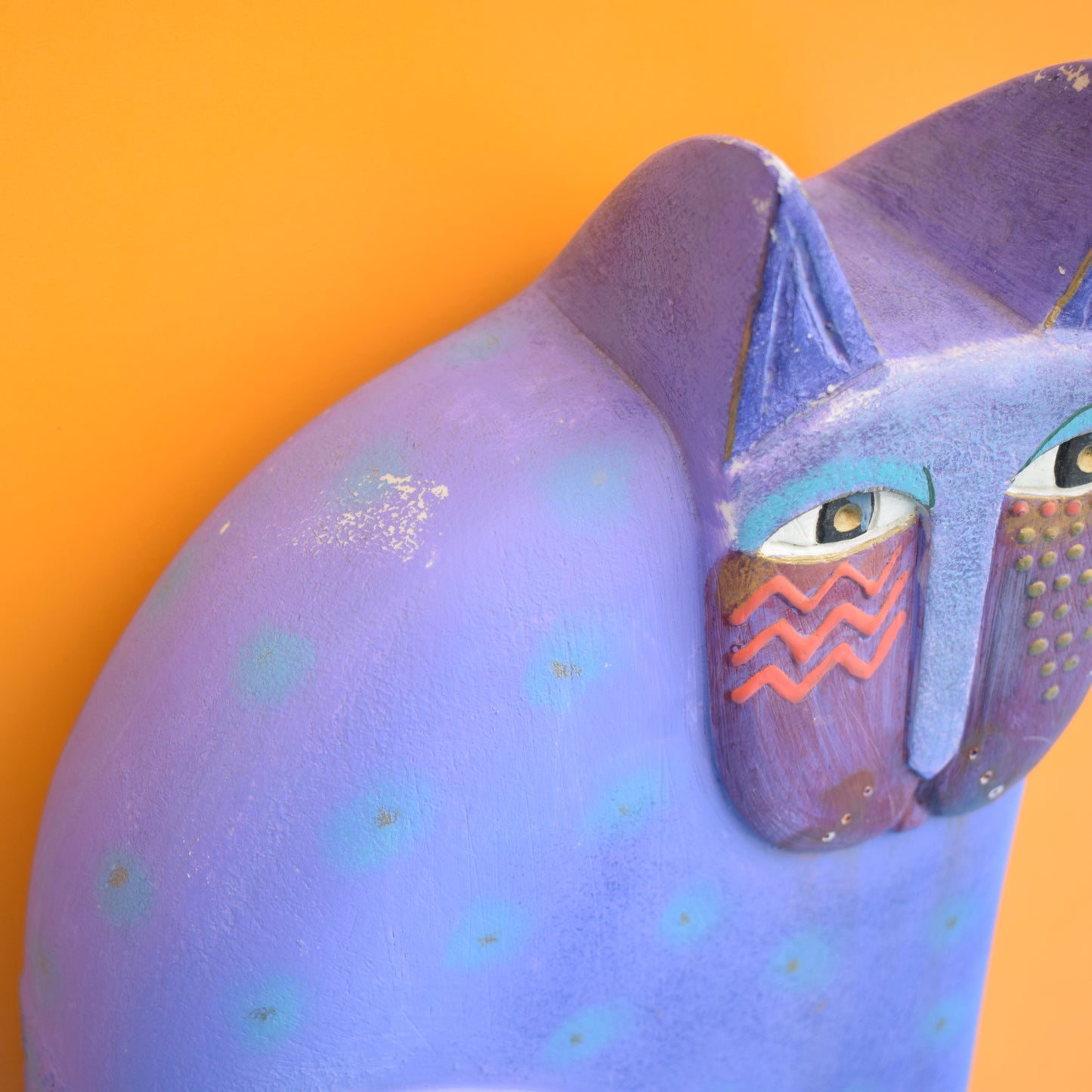 Vintage 1990s Painted Cat Figure - Laurel Burch by Vintage